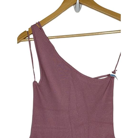 Free People Beach Waverly Jumpsuit Ribbed Sweater One Shoulder Lilac Wine NWT S - Picture 5 of 12